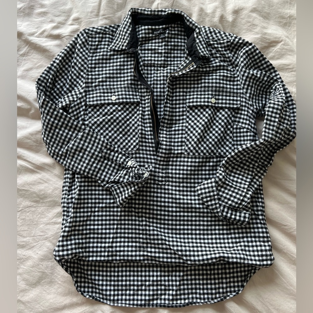 JCrew Flannel black and white